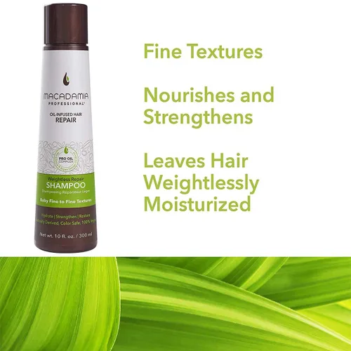 Miniatura 4 de Macadamia Professional Champú nutritivo reparador para el cabello, limpiador hidratante de aceite de argán para el cuidado del cabello seco dañado