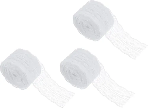 Miniatura 60 de MECCANIXITY 8 Yard Lace Trim Ribbon, 0.9 Inch Wide Vintage Floral Pattern Crochet Lace Edge Ribbon Trimming for DIY Sewing Crafts Gift Wrap Wedding