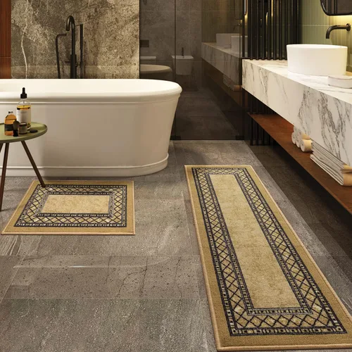 Miniatura 36 de Antep Rugs - Alfombras modernas con bordes, antideslizantes (antideslizante), de perfil bajo con respaldo de goma, para cocina, juego de 2 piezas