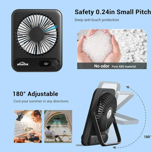 Miniatura 5 de WHATOOK Ventilador personal de escritorio pequeño: 5000 mAh 25 horas de batería de oficina, silencioso mini ventilador de escritorio portátil