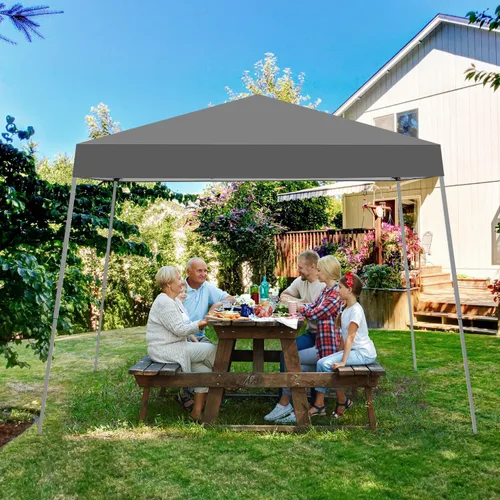 Miniatura 4 de Carpa con Toldo, Toldo Emergente de 10 x 10 Pies, Carpa Instantánea para Exteriores con Patas Inclinadas y Bolsa de Transporte, Refugio de Cenador