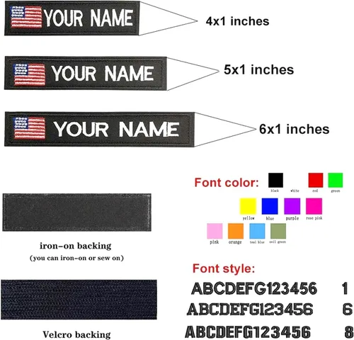 Miniatura 2 de kamao Parche militar personalizado con nombre bordado de la bandera de Estados Unidos, parche con gancho y lazo para mochilas, uniforme de camisa
