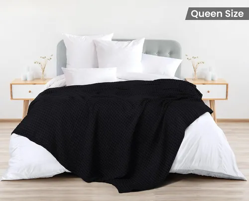 Miniatura 2 de Utopia Bedding - Cobija de punto 100% algodón, transpirable, ligera y suave, tamaño Queen, 300 GSM, para todas las estaciones, color negro