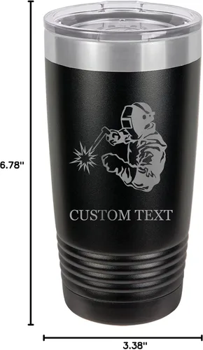 Miniatura 6 de Vaso de acero inoxidable con aislamiento al vacío de 20 onzas personalizado de doble pared grabado con láser taza negra para café, soldador