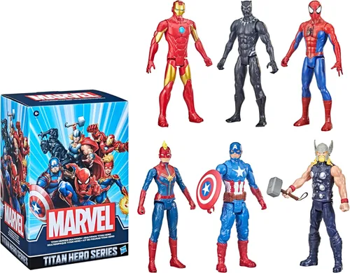 Marvel Titan Hero Series - Figura de acción multipaquete, 6 figuras de acción, juguetes de 12 pulgadas, inspirados en Marvel Comics, para niños de 4
