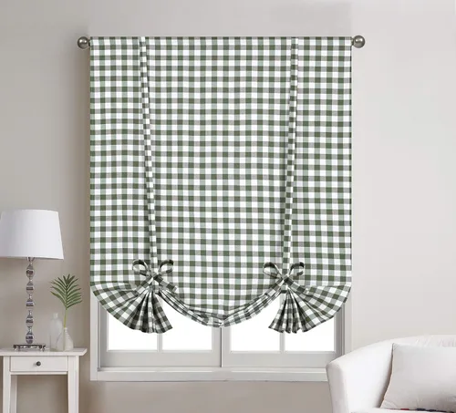 Miniatura 4 de Decotex 1 panel de cortina para ventana con bolsillo para cortinero a cuadros de búfalo (42 x 63 pulgadas, negro/blanco)