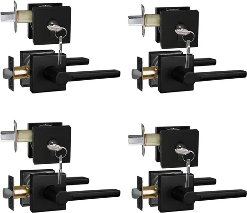 Miniatura 20 de NEWBANG Palanca de puerta de cama/baño para privacidad Baño e interior Manija de cerradura de puerta en negro mate envejecido, HD1601-DB-BK-1P