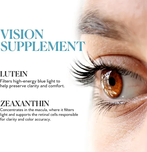 Miniatura 3 de Suplemento de salud ocular, vitaminas oculares con luteína y zeaxantina para una visión saludable, vitamina C y E, zinc y cobre, protección de luz