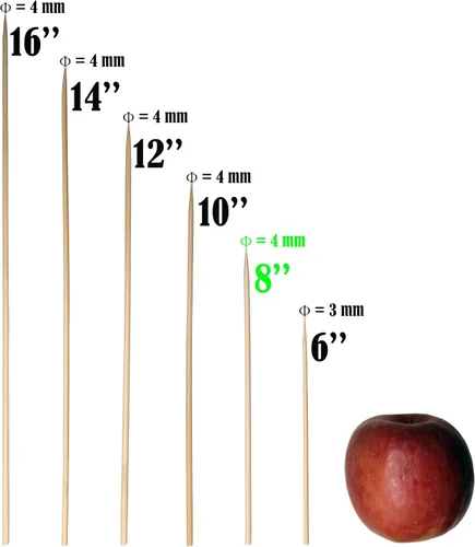 Miniatura 2 de Brochetas de bambú de 8 pulgadas para barbacoa, aperitivo, fruta, cóctel, kebab, kabob, parrilla, fuente de chocolate, cocina, manualidades