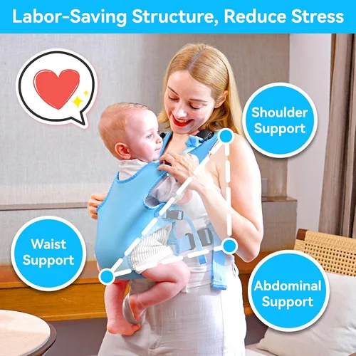 Miniatura 6 de Portabebés, cabestrillo ajustable de doble uso para bebés, soporte portabebés de pecho con mochila con cordón para recién nacidos a niños pequeños