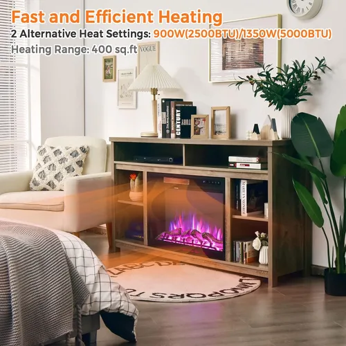 Miniatura 3 de Tangkula Chimenea eléctrica empotrada de 28 pulgadas, calentador de chimenea de 900/1350 W con temperatura ajustable, función de temporizador, 3