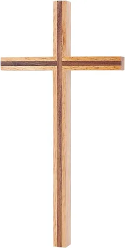 NBEADS Cruz de pared de madera, cruz de nogal hecha a mano de 10 x 5 pulgadas, adorno colgante de iglesia cristiana, cruz de madera santa con