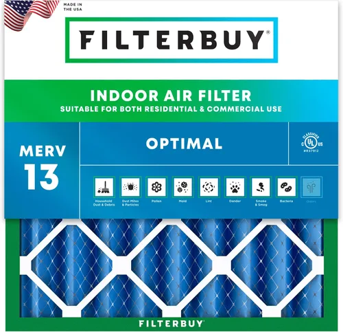 Miniatura 17 de Filterbuy Filtro de aire 8x14x1 MERV 13 Defensa Óptima contra Humo y Alergias (Paquete de 1), Filtros de Reemplazo Electrostáticos Plisados HVAC AC