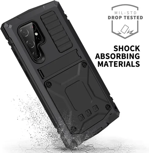 Miniatura 2 de Funda compatible con Samsung Galaxy S22 Ultra 5G, de metal de aluminio Gorilla Glass a prueba de golpes, militar, resistente, funda protectora dura