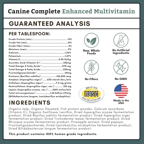 Miniatura 6 de Wholistic Pet Organics Canine Complete - Polvo multivitamínico para perros, 2 libras, vitaminas diarias para perros y suplementos para alimentos
