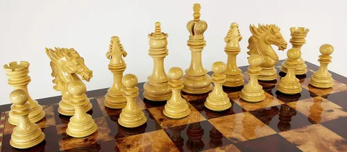 Miniatura 5 de HPL Blood Rosewood Dragon 4 5/8 pulgadas King 4 Queens Staunton Juego de ajedrez grande para hombre, sin tablero ni almacenamiento