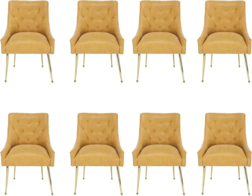 Miniatura 20 de Juego de 2 sillas de comedor, sillas de comedor modernas de terciopelo con patas doradas, elegantes sillas decorativas acolchadas para recepción