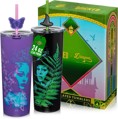 Miniatura 27 de Dragon Glassware x Barbie - Vaso térmico aislado al vacío con tapa y pajilla, vaso térmico de acero inoxidable de 24 onzas con 2 pajillas, vaso