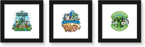 Miniatura 7 de Trends International Gallery Pops Minecraft: Legends - Paquete de arte de pared con texto en inglés "Raise Your Banner" (3 unidades)