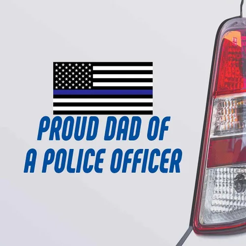 Miniatura 3 de Calcomanía para parachoques de pared, color blanco, para coche, computadora portátil, diseño de orgulloso papá de un oficial de policía, DesD22
