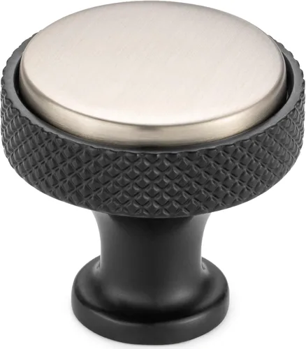 Miniatura 10 de Koofizo - Paquete de 10 tiradores de gabinete estriados para armario, manija negra para muebles (1.1 pulgadas/28 mm), herrajes sólidos K22