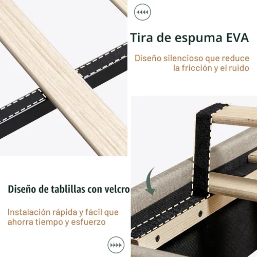 Miniatura 7 de Jocisland Base de cama tamaño Queen de 51.2 pulgadas de alto, tapizada, con cabecero con respaldo de ala, no necesita somier, fácil montaje