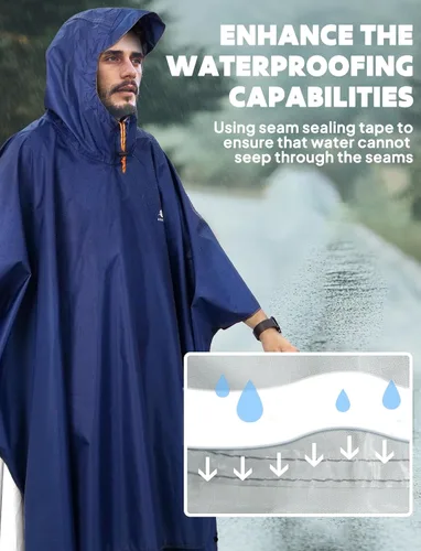 Miniatura 72 de ANYOO Poncho de lluvia con capucha para adultos, impermeable, ligero, para hombres y mujeres, chaqueta de lluvia reutilizable para emergencias al