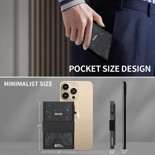 Miniatura 89 de Cartera delgada de aluminio para hombre, placa trasera expandible duradera, bloqueo RFID, billetera desplegable de metal minimalista, con capacidad