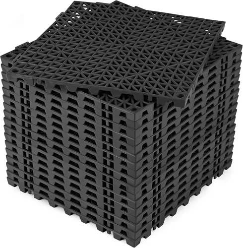 Miniatura 20 de ToLanbbt Cojín modular entrelazado 8P de 11.8 x 11.8 pulgadas, agujeros de drenaje de goma entrelazados antideslizantes para cubierta, ducha