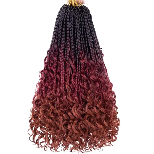 Miniatura 29 de Unionbeauty - 8 paquetes de trenzas bohemias de diosa en caja, de ganchillo de pelo para mujer negra, 8 pulgadas de trenzas de caja bob bohemias