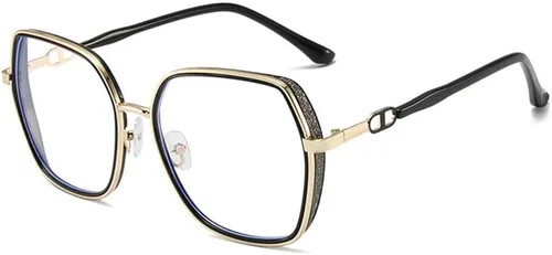 Gafas grandes con bloqueo de luz azul para mujeres y hombres, elegantes lentes de metal Retr Anti-UV Antifatiga Anti-Blue Eye Glasses