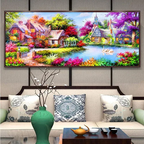 Miniatura 21 de Twinkel Pinkel Kits de pintura de diamantes 5D grandes para adultos, paisaje, cabaña, taladro completo, pintura de diamante, arte de bordado