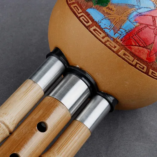 Miniatura 4 de C/b-flat Llave Imitación Phyllostachys sulphurea Bamboo Cucurbit Flauta Hulusi Instrumento musical tradicional Instrumento de viento (llave C)