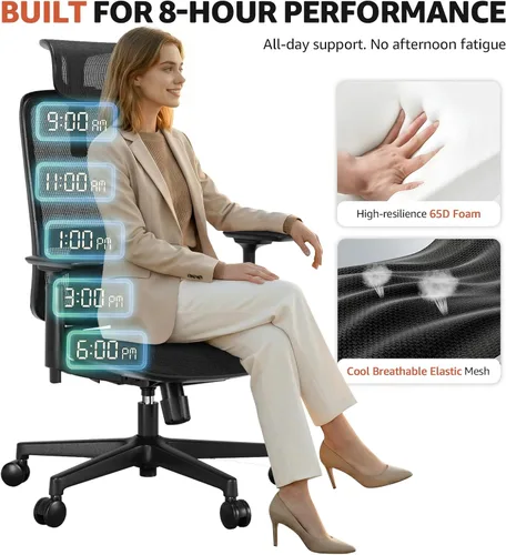 Miniatura 4 de ErgoSift M1 Silla ergonómica de malla para oficina, silla de escritorio de oficina en casa con soporte lumbar ajustable, cómoda silla