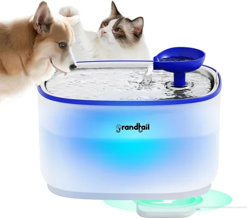 Fuente de agua para gatos de acero inoxidable, dispensador de agua para perros con bomba inalámbrica, dispensador de agua para gatos de 101 oz/3 L,