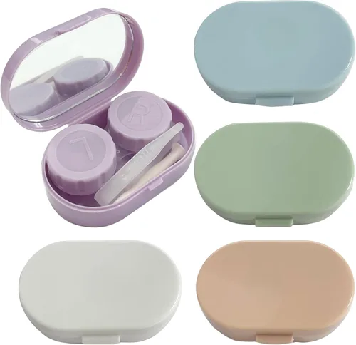 Miniatura 8 de Paquete de 5 fundas para lentes de contacto bonitas, estuche de contacto con herramienta de extracción de pinzas de espejo, kit de almacenamiento