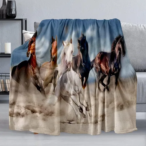 Miniatura 8 de Manta de caballo, suave y cálida manta de felpa de forro polar de 60 x 50 pulgadas, manta de franela suave y acogedora para cama, sofá, oficina