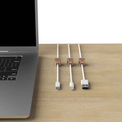 Miniatura 3 de ICONIT Anclajes de cable para organización de escritorio, organizadores de cables de aluminio de alta calidad, cargador + clips de gestión de cables