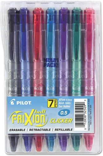 Miniatura 8 de PILOT FriXion - Bolígrafos de gel borrables, punta fina de 0.7 mm, paquete de 7 colores surtidos Fine