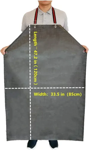 Miniatura 5 de TonLing Delantal de goma grueso, 47.2 x 33.5 pulgadas, impermeable, largo resistente a los químicos, ajustable para lavavajillas, limpieza de peces