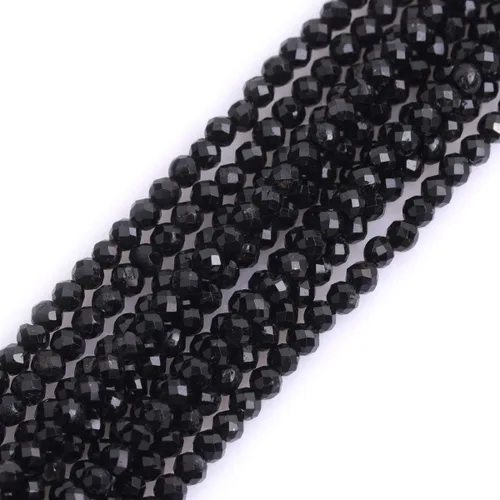 Miniatura 32 de GEM-Inside - Cuentas sueltas de turmalina negra natural de 0.157 pulgadas (0.157 in) facetadas de grado AAA, cuentas de energía de piedra energética