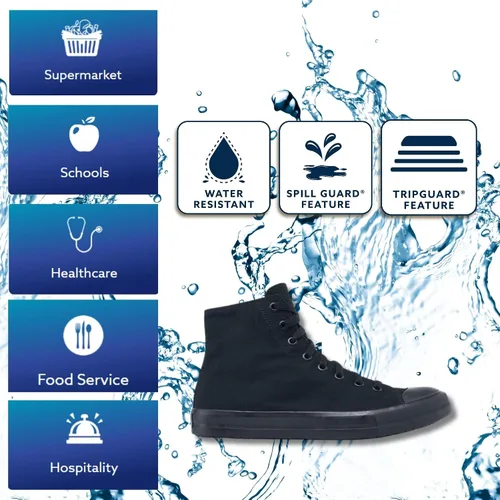 Miniatura 2 de Shoes for Crews Pembroke, zapatos de trabajo unisex antideslizantes para hombre, mujer, tenis resistentes al agua, lona negra o cuero