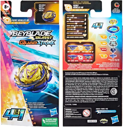 Miniatura 5 de Beyblade Burst Quadstrike Fierce Achilles A8 4 en 1 Battle Top
