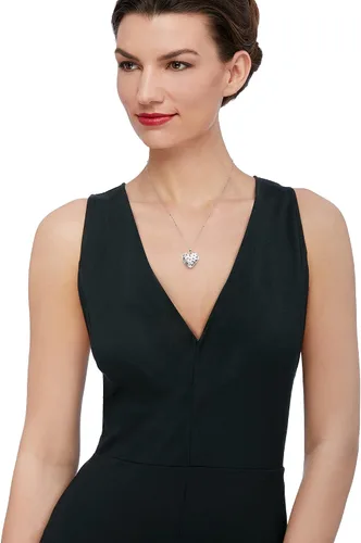 Miniatura 2 de Ross-Simons Collar con medallón de corazón de plata de ley con detalles de diamante, Diamante, diamante