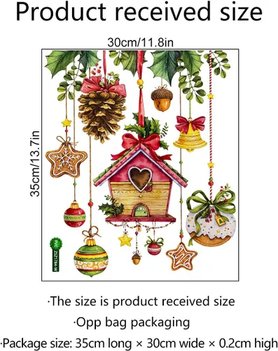 Miniatura 2 de Calcomanías de pared de Navidad, 1 unidad, calcomanías de pared de vinilo de Navidad, murales de pared extraíbles de Navidad, despegar y pegar