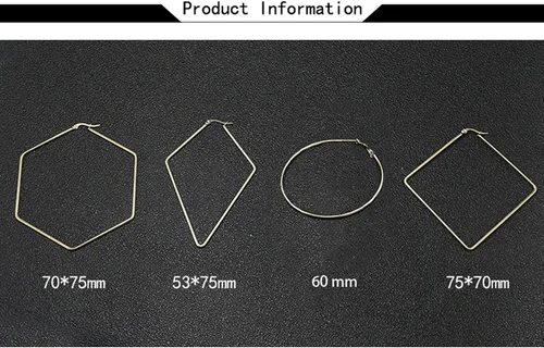 Miniatura 6 de 4 pares de pendientes de aro de acero inoxidable geométricos, redondos, cuadrados, delgados, para mujer