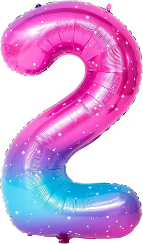 Miniatura 1366 de KatchOn, Globo grande azul número 2 de 40 pulgadas Decoraciones de cumpleaños de Baby Shark para niño de 2 años Globo azul número 2 Globo