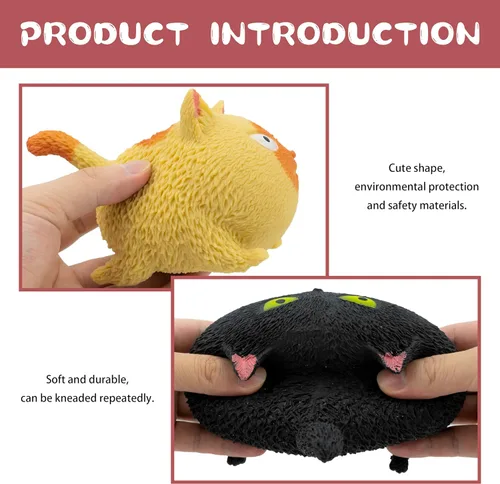 Miniatura 4 de Juguetes sensoriales antiestrés con forma de gato para niños, adultos, adolescentes, niños, alivio de descompresión y alivio de la ansiedad (negro)