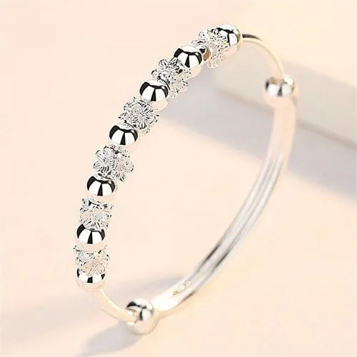 Miniatura 3 de Pulseras de plata de ley 925 para mujer, pulsera de transferencia de la suerte, ajustable, joyería de moda para mujer