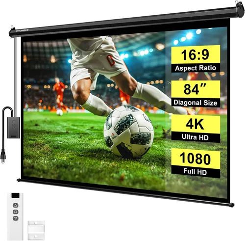 Miniatura 10 de VIVOHOME Pantalla de proyector motorizada con control remoto, pantalla de proyección eléctrica automática de 16:9 de 100 pulgadas, pantalla